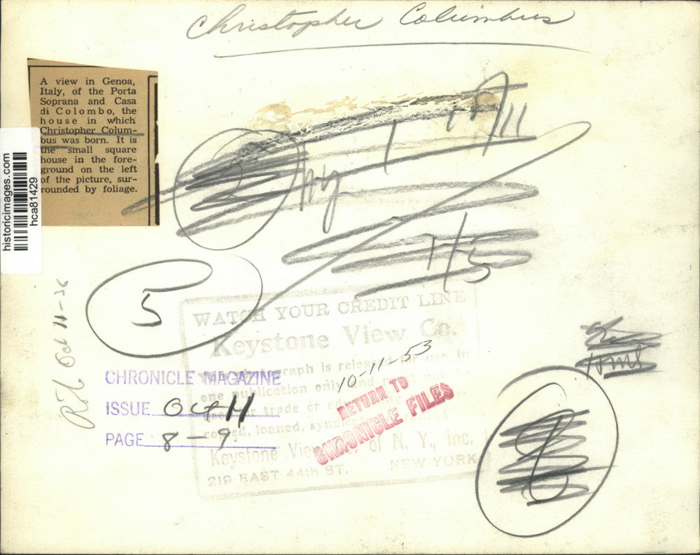 1953 Press Photo Aerial view of the Porta Soprana in Genoa, Italy - hca81429