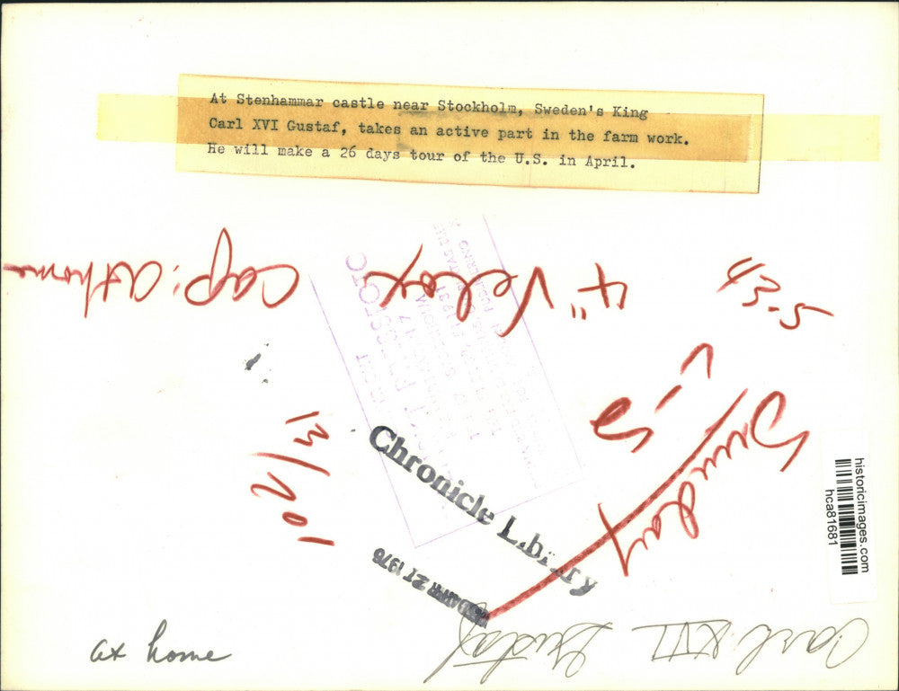 1976 Press Photo Sweden's King Carl XVI Gustaf at Stenhammar castle at Stockholm