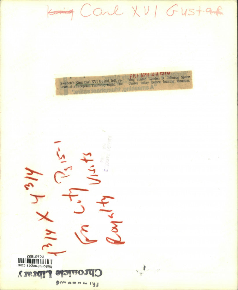 1976 Press Photo Houston-Sweden's King Carl XVI Gustaf attends reception