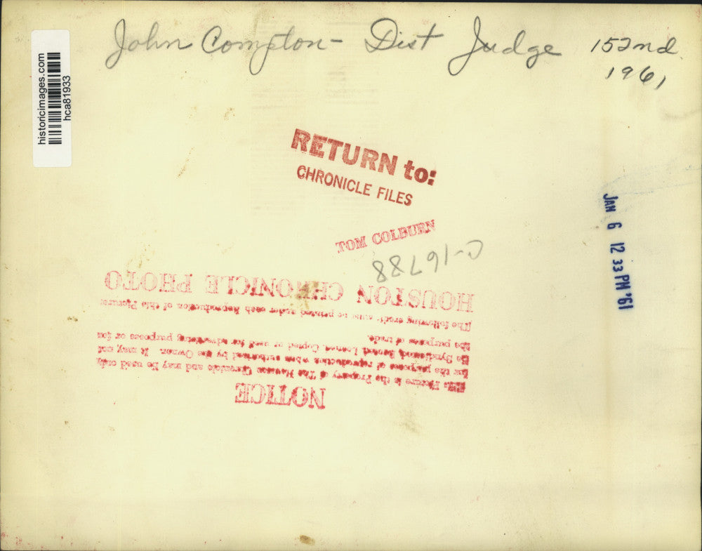 1961 Press Photo John Compton, District Judge, 152nd, & other judges - hca81933