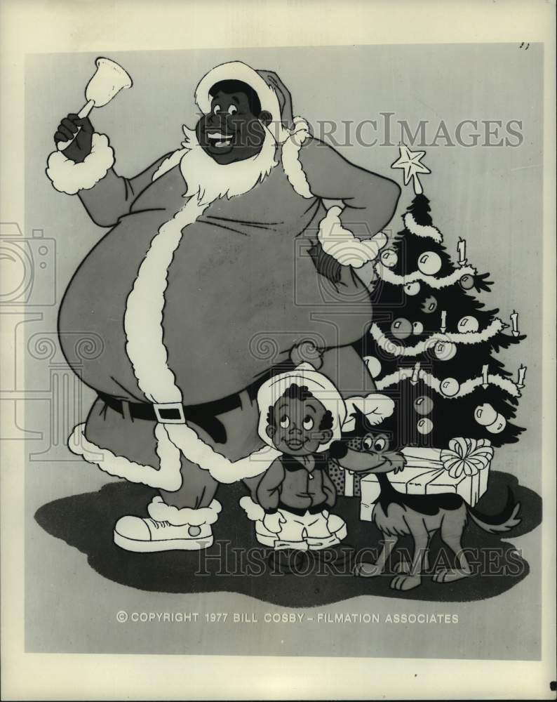 1977 Press Photo Bill Cosby Cosby&#39;s Fat Albert Christmas special scene- Historic Images