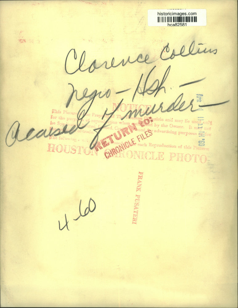 1960 Press Photo Clarence Collins of Houston accused of murder - hca82581