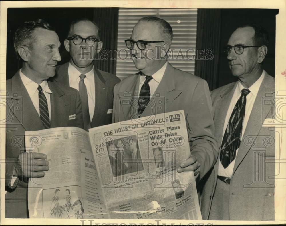 1958 Press Photo Houston Mayor Lewis Cutrer Meets Law Enforcement Officials