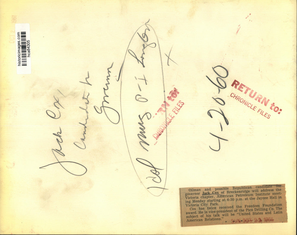 1960 Press Photo Jack Cox, vice-president of Pico Drilling Company. - hca84305