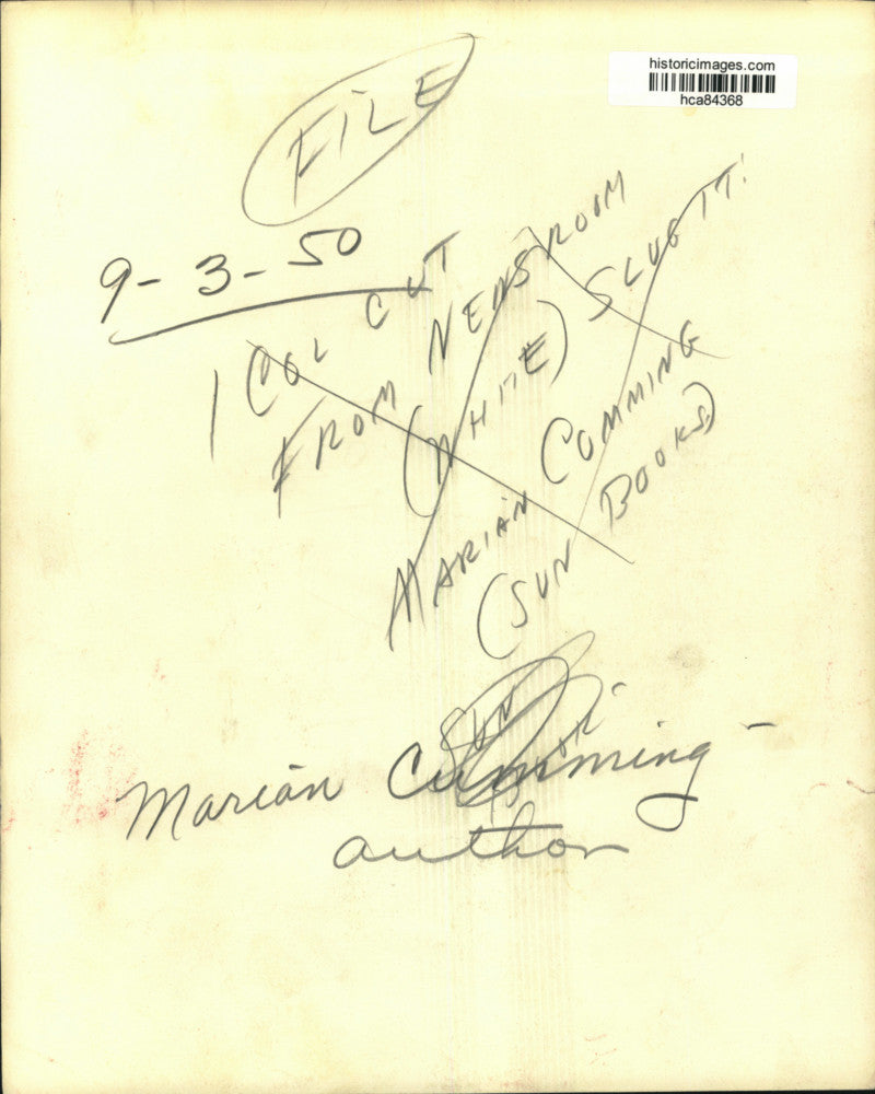 1950 Press Photo Marian Cumming, Author, Houston, Texas - hca84368