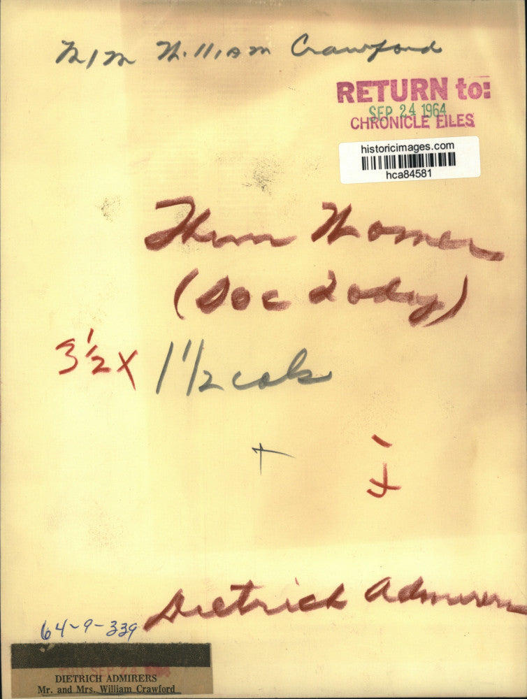 1964 Press Photo Mr. and Mrs. William Crawford of Houston - hca84581