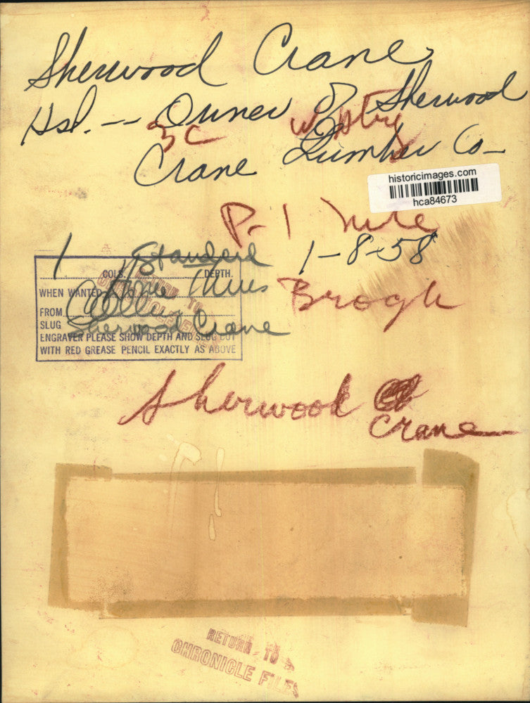 1958 Press Photo Sherwood Crane, owner of a Houston lumber company - hca84673