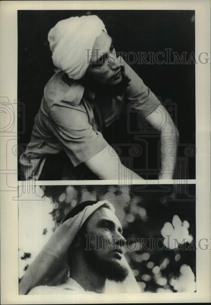 1949 Press Photo Pierre E. Trudeau wearing turban and headpiece - hca85197