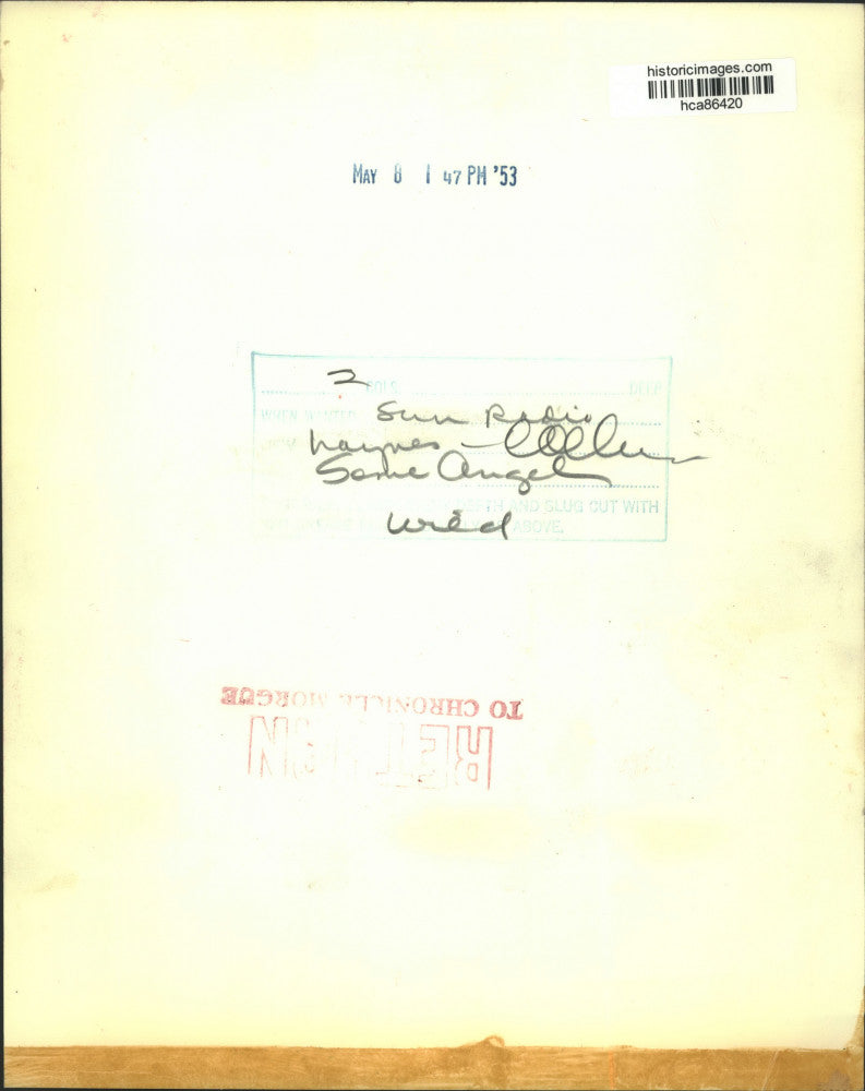 1953 Press Photo Woman dressed as a angel with a halo. - hca86420