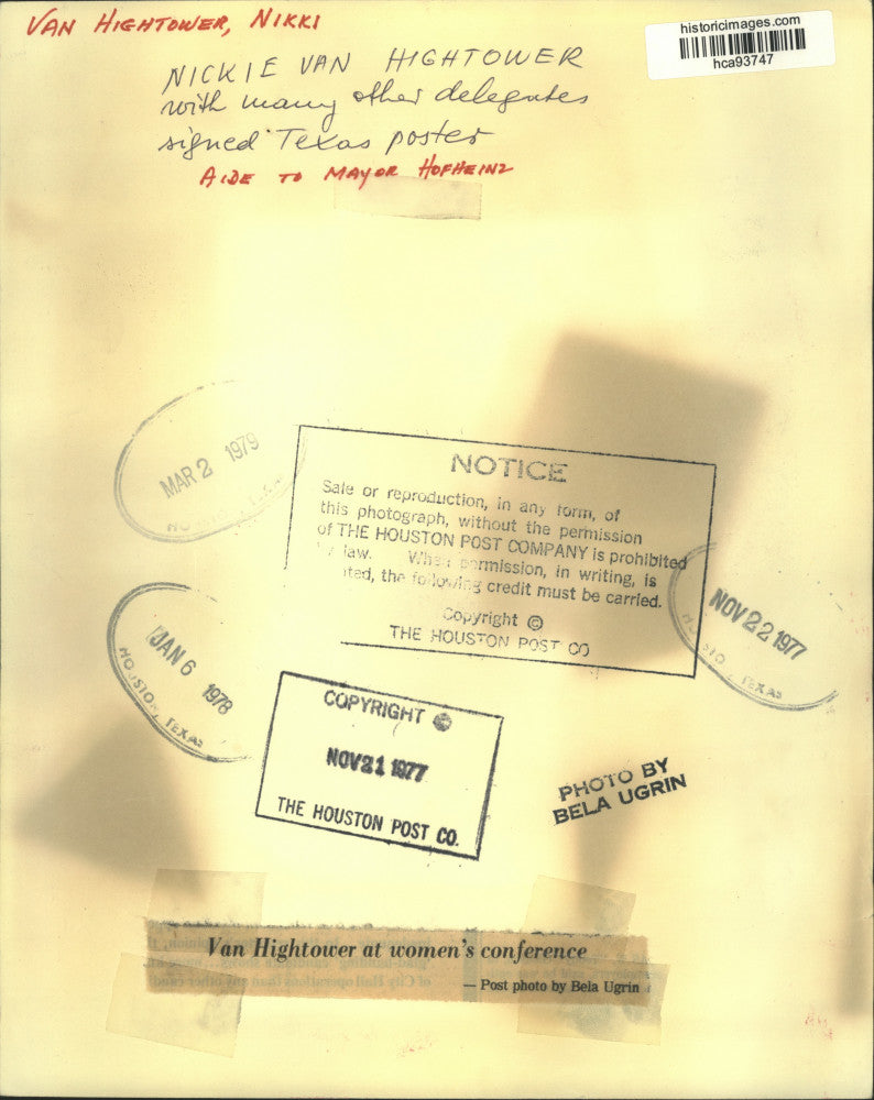 1977 Press Photo Nikki Van Hightower at women's conference - hca93747