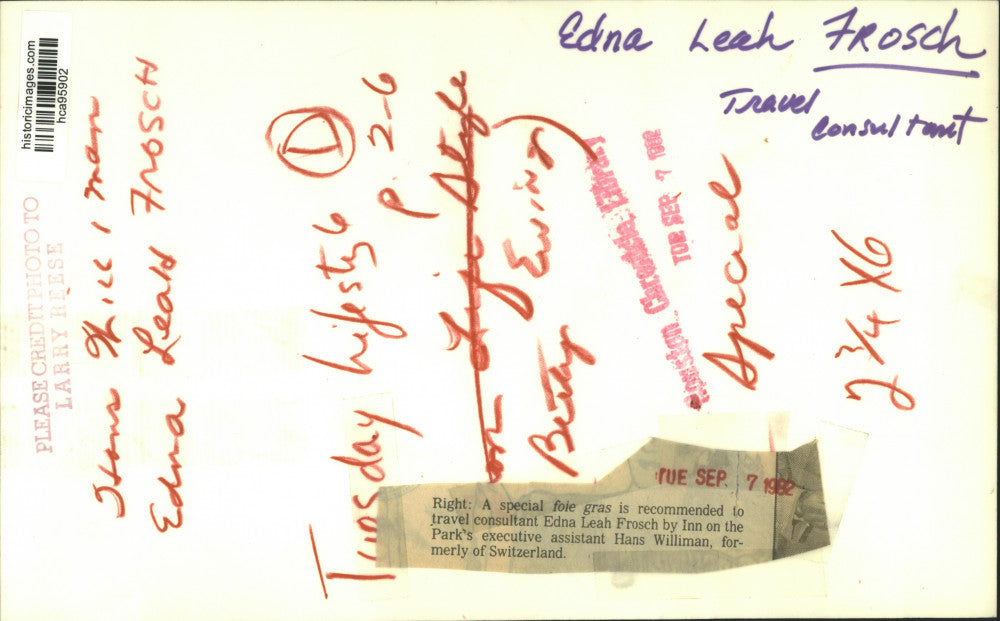 1982 Press Photo Travel consultant Edna Frosch & Hans Williman both from Houston