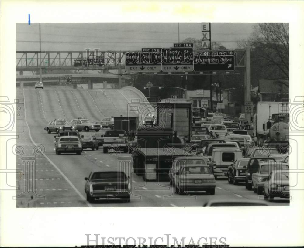 1989 Press Photo Weather Conditions Closed North Loop 610 in Houston - hca99406