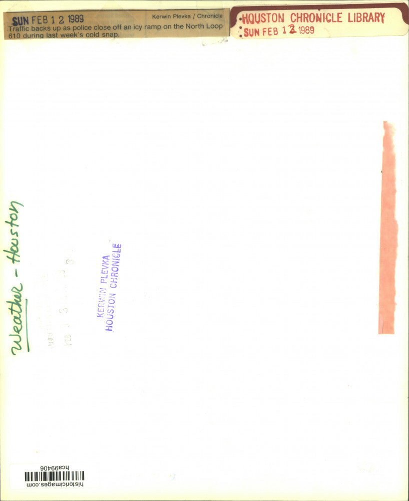 1989 Press Photo Weather Conditions Closed North Loop 610 in Houston - hca99406