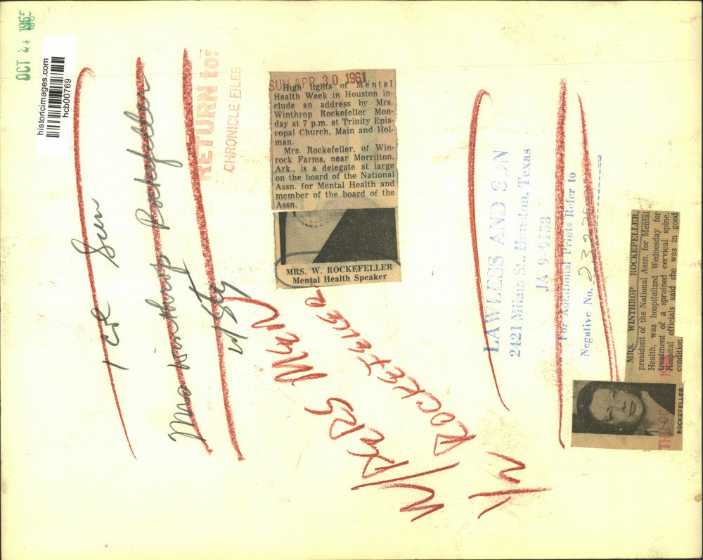 1961 Press Photo Mrs. Winthrop Rockefeller, president of Mental Health Assn.