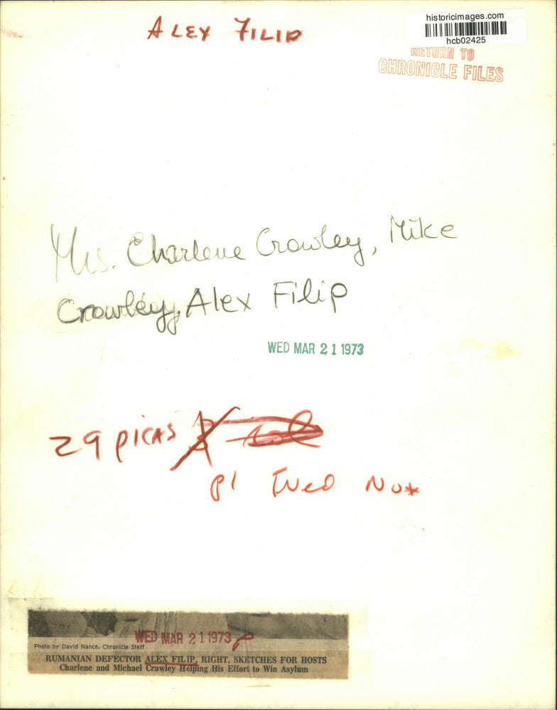 1973 Press Photo Rumanian defector Alex Filip-hosts Charlene, Michael Crawley-TX