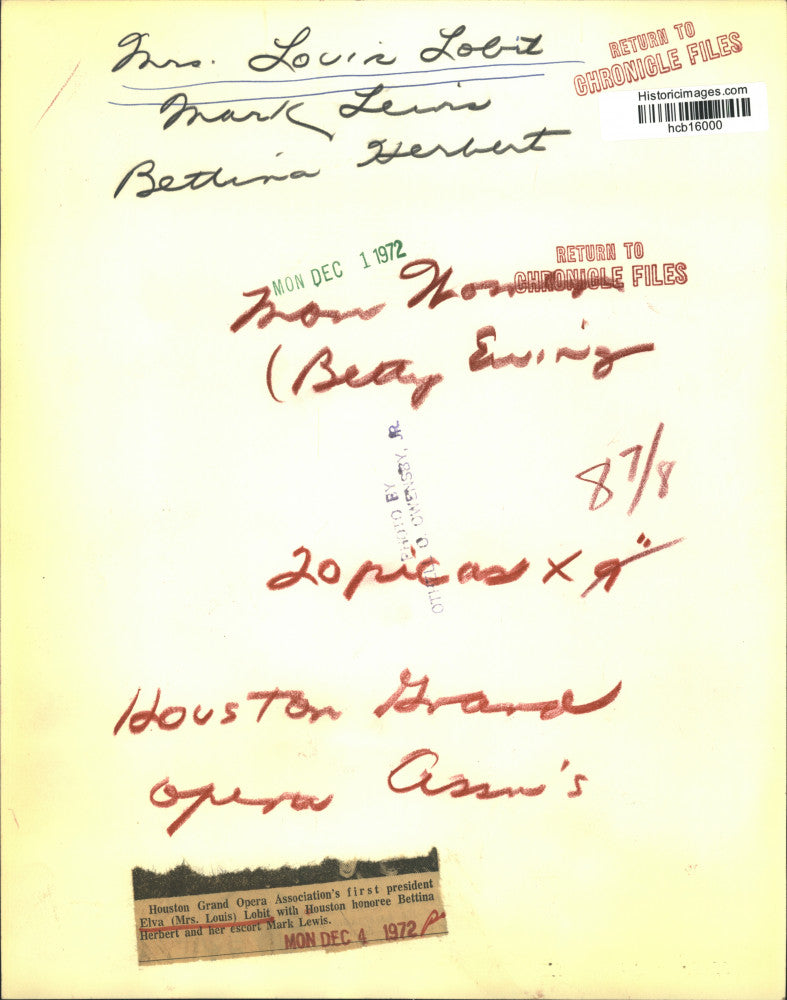 1972 Press Photo Elva Lobit, Bettina Herbert & Mark Lewis at Houston Grand Opera