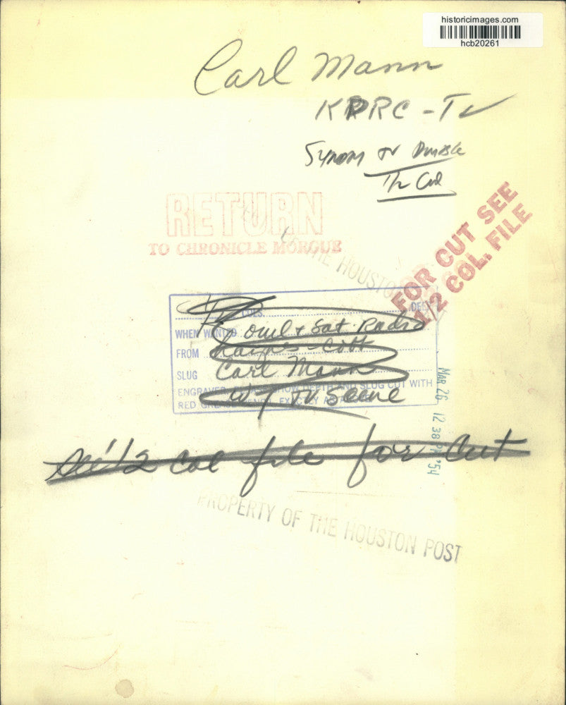 1954 Press Photo KPRC-TV reporter Carl Mann - hcb20261