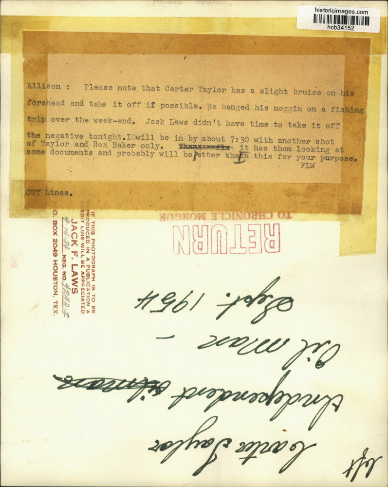 1954 Press Photo Independent Oilman Carter Taylor and Rex Baker, Texas