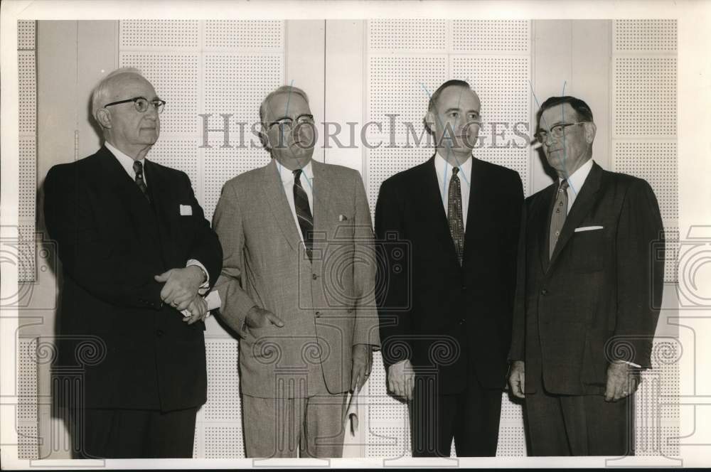 1957 Press Photo Bishop Frank A. Smith, Texas Methodist, stands with officials- Historic Images