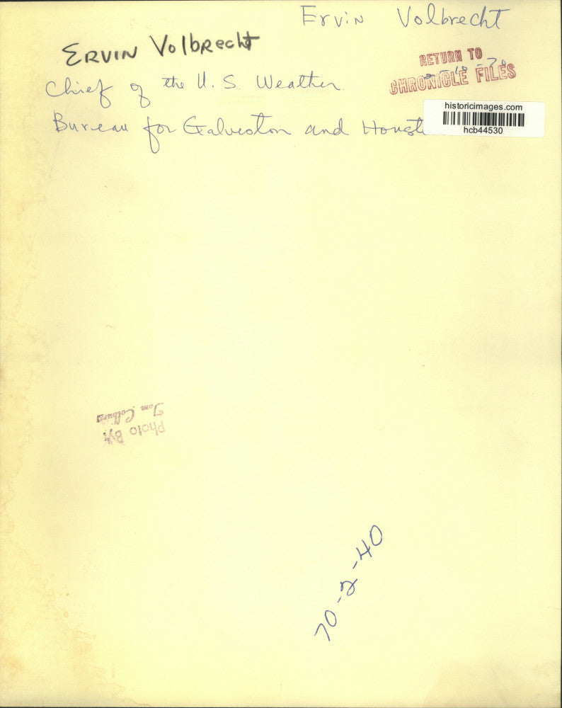 1970 Press Photo Chief of US Weather Bureau-Galveston & Houston, Ervin Volbrecht