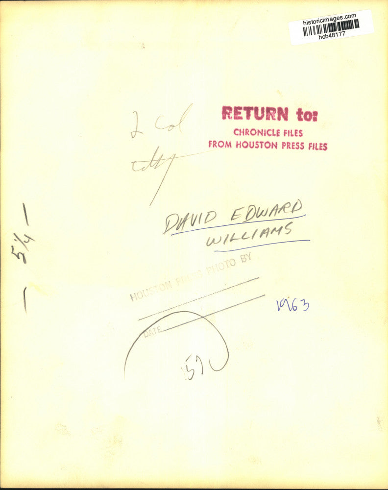1963 Press Photo David Edward Williams, Texas - hcb48177