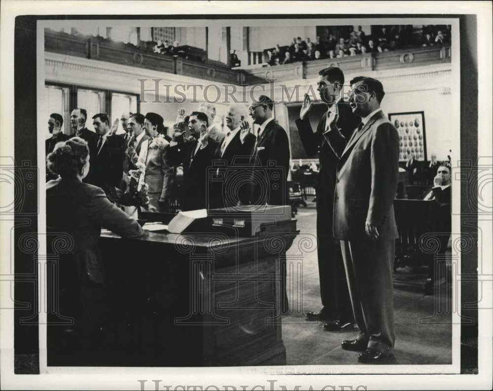 1957 Press Photo Preston Smith during swearing in as member of Senate- Historic Images