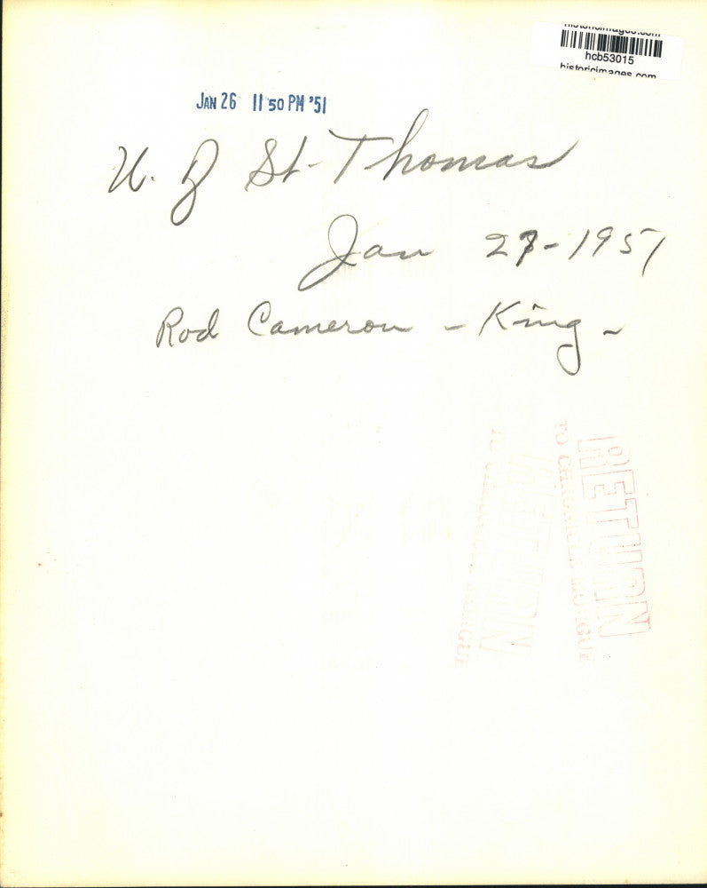 1951 Press Photo King Rod Cameron Crowning Queen, University of St. Thomas