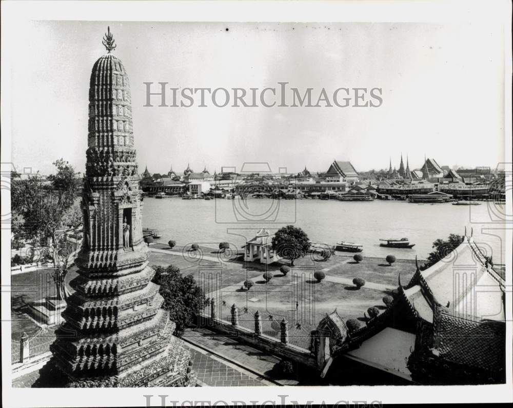 1962 Press Photo Chao Phya River Seen from the Pagoda of Dawn in Thailand