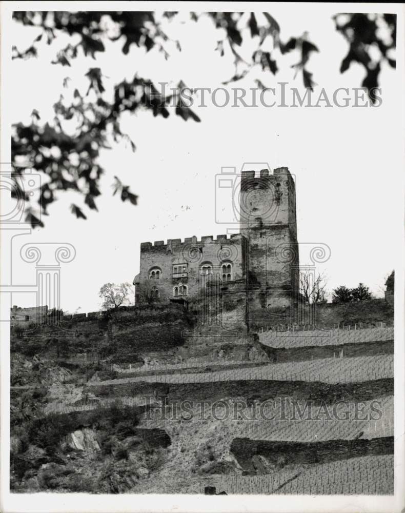 1950 Press Photo Castle Gutenfels on the Rhine River Near Caub, Germany