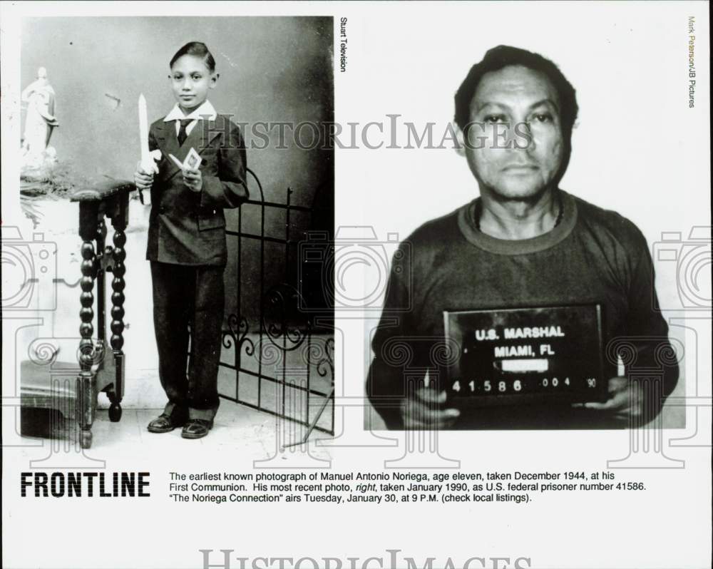1990 Press Photo Manuel Antonio Noriega as boy, inmate on "Noriega Connection"- Historic Images