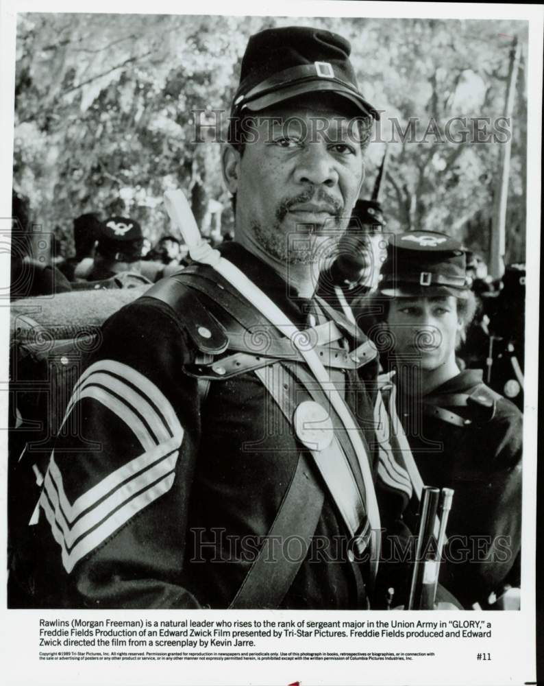 1989 Press Photo Morgan Freeman stars as Sergeant Major Rawlins in "Glory."- Historic Images