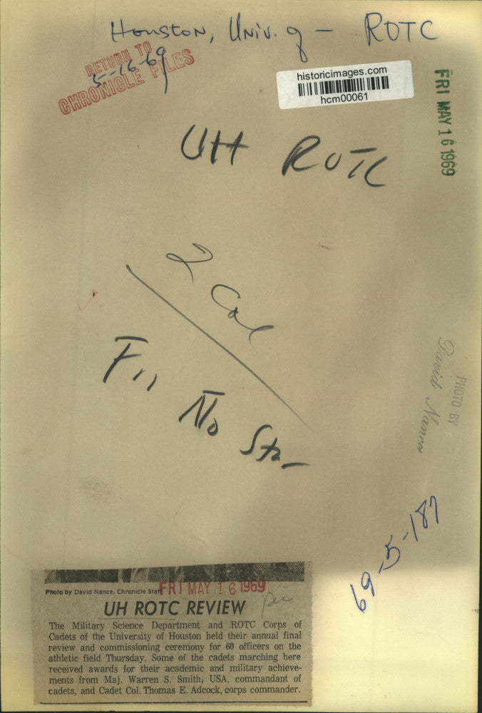 1969 Press Photo University of Houston ROTC review and commissioning ceremony