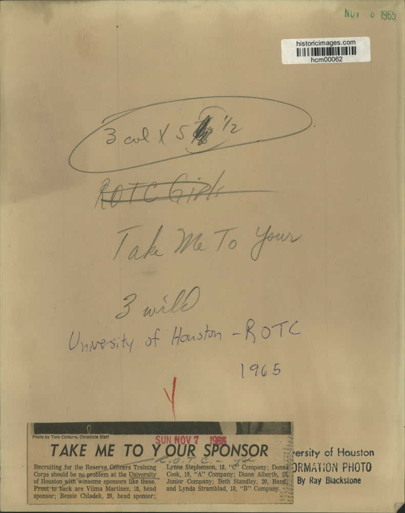 1965 Press Photo University of Houston ROTC sponsors - hcm00062