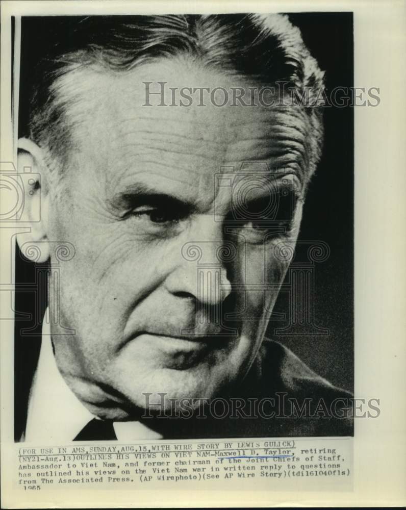 1965 Press Photo Maxwell D. Taylor, retiring Ambassador to Vietnam - hcm00096