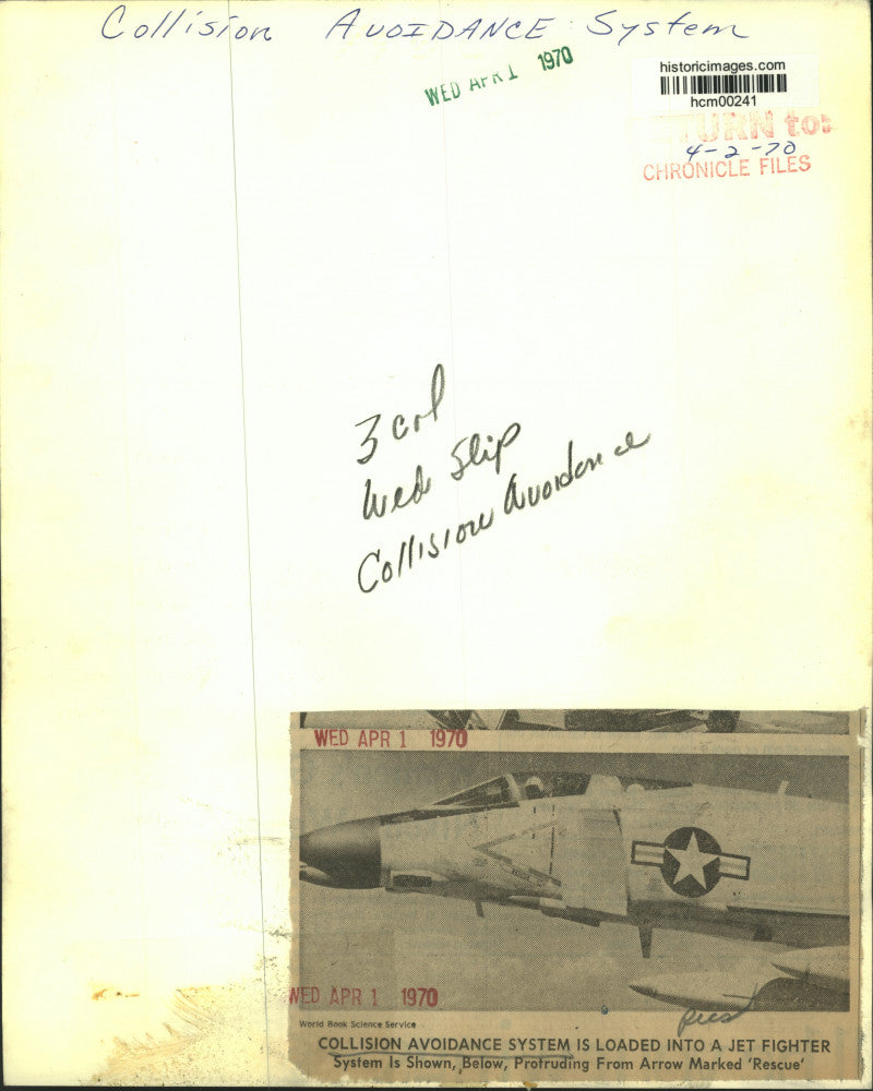 1970 Press Photo Collision Avoidance System loaded into jet fighter - hcm00241