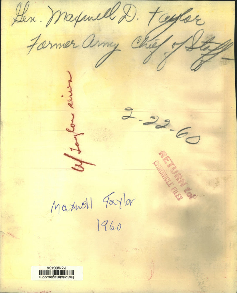 1960 Press Photo General Maxwell D. Taylor at war - hcm00434