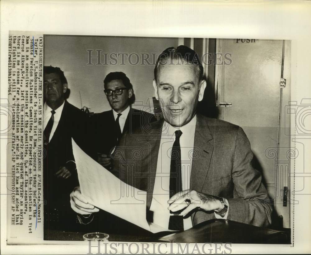 1965 Press Photo Ambassador Maxwell Taylor addresses Senate Committee on Vietnam