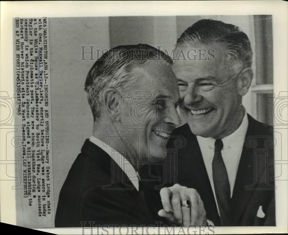 1965 Press Photo Henry Cabot Lodge &amp; Gen. Maxwell Taylor - Ambassadors in D.C.