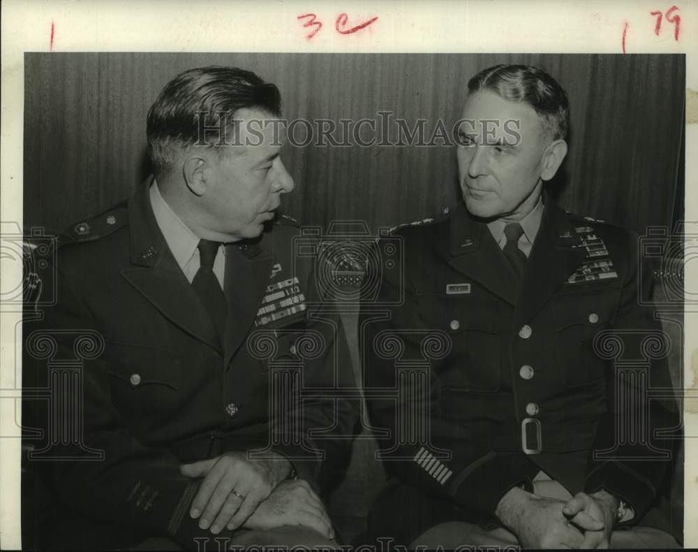 1956 Press Photo Brg. Gen. Robert Ives, Gen. Maxwell Taylor - Houston airport
