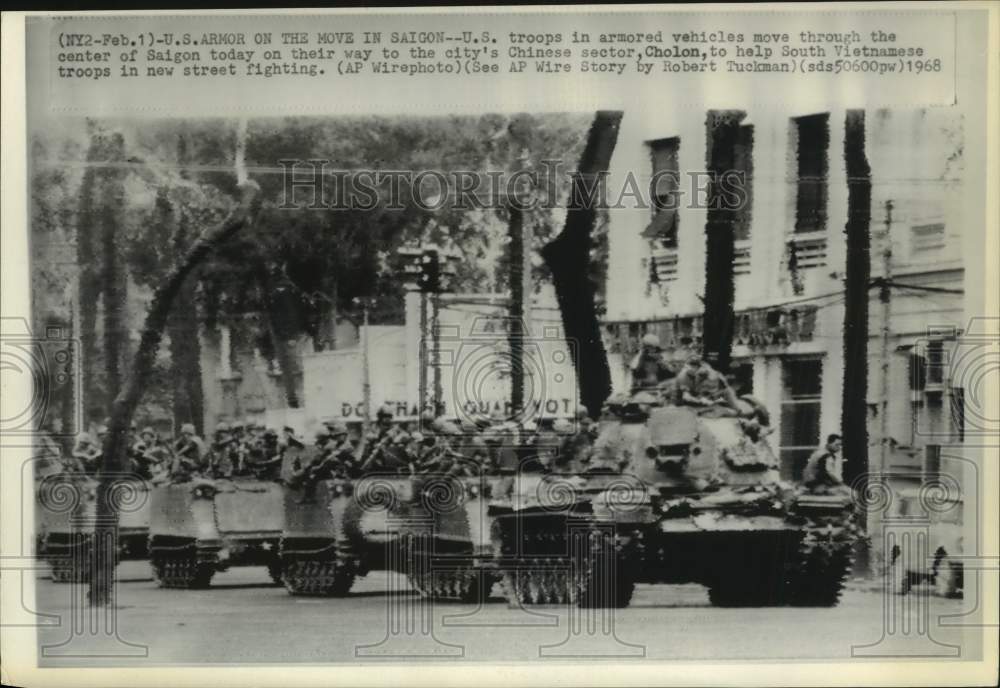 1968 Press Photo U.S. troops arrive in Cholon to help S. Vietnamese troops