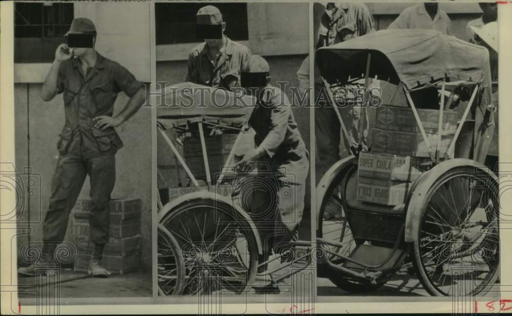 1966 Press Photo Mysterious transaction on Saigon street - cases of "Super Coola