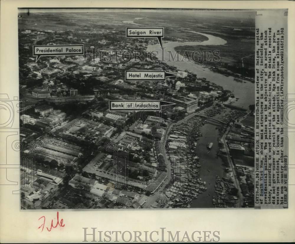 1962 Press Photo Labeled aerial view of Saigon, capital of South Vietnam