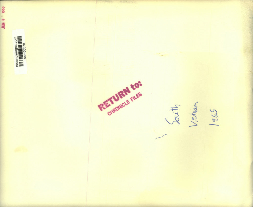 1965 Press Photo Peasants chase water buffalo; Bien Hoa, South Vietnam