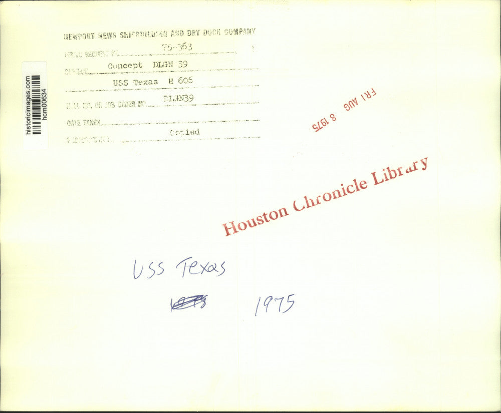 1975 Press Photo USS Texas H 606- Newport News Shipbuilding and Dry Dock Co