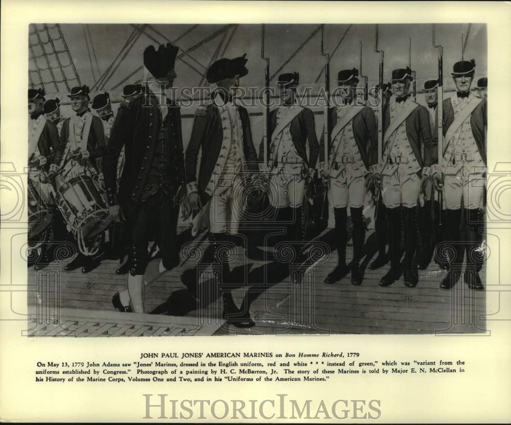 1962 Press Photo John Paul Jones' American Marines on Bon Homme Richard, 1779