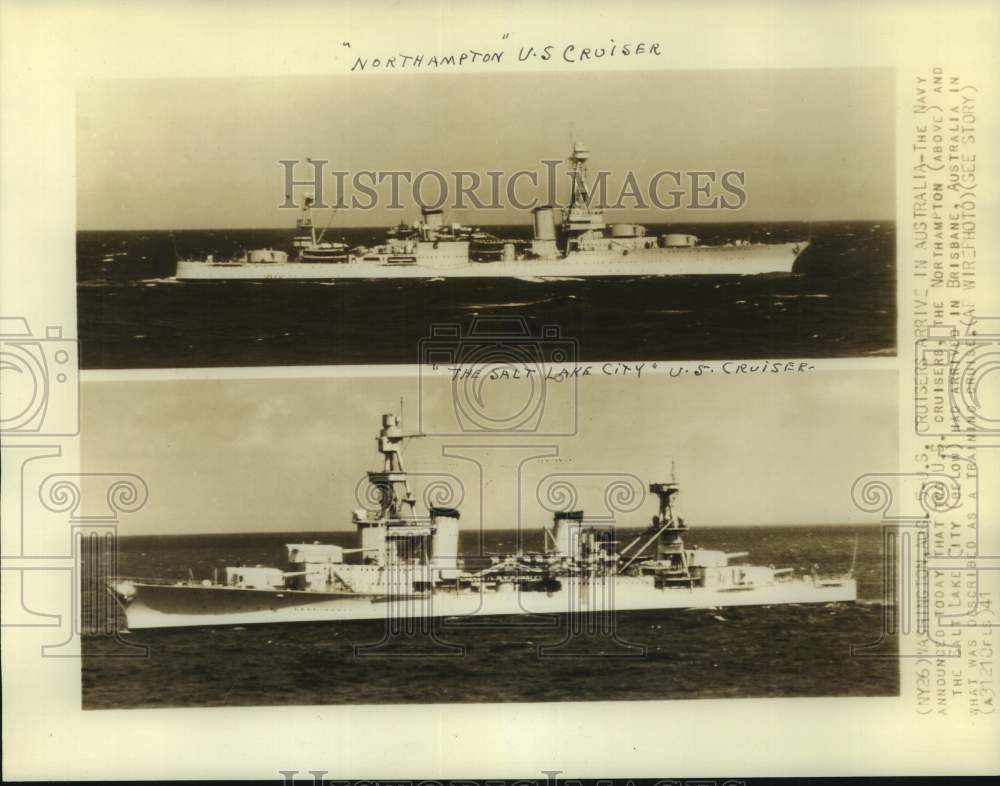 1941 Press Photo USS Northampton and USS Salt Lake City - U.S. cruisers