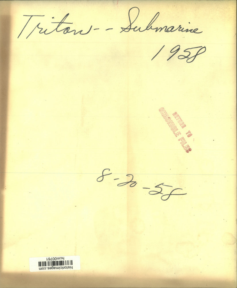 1958 Press Photo Triton submarine towed to drydock - Groton, CT - hcm00761