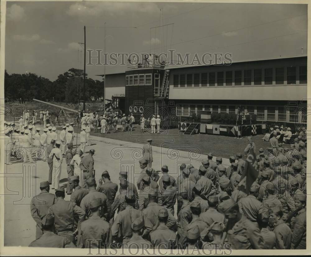 1950 Press Photo Event at Naval and Marine Reserve Training Center, Houston