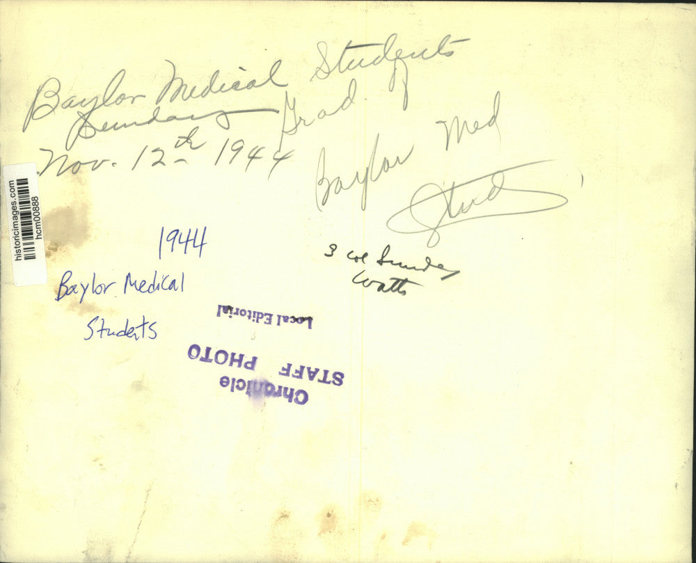 1944 Press Photo Baylor Medical students graduate in TExas - hcm00888