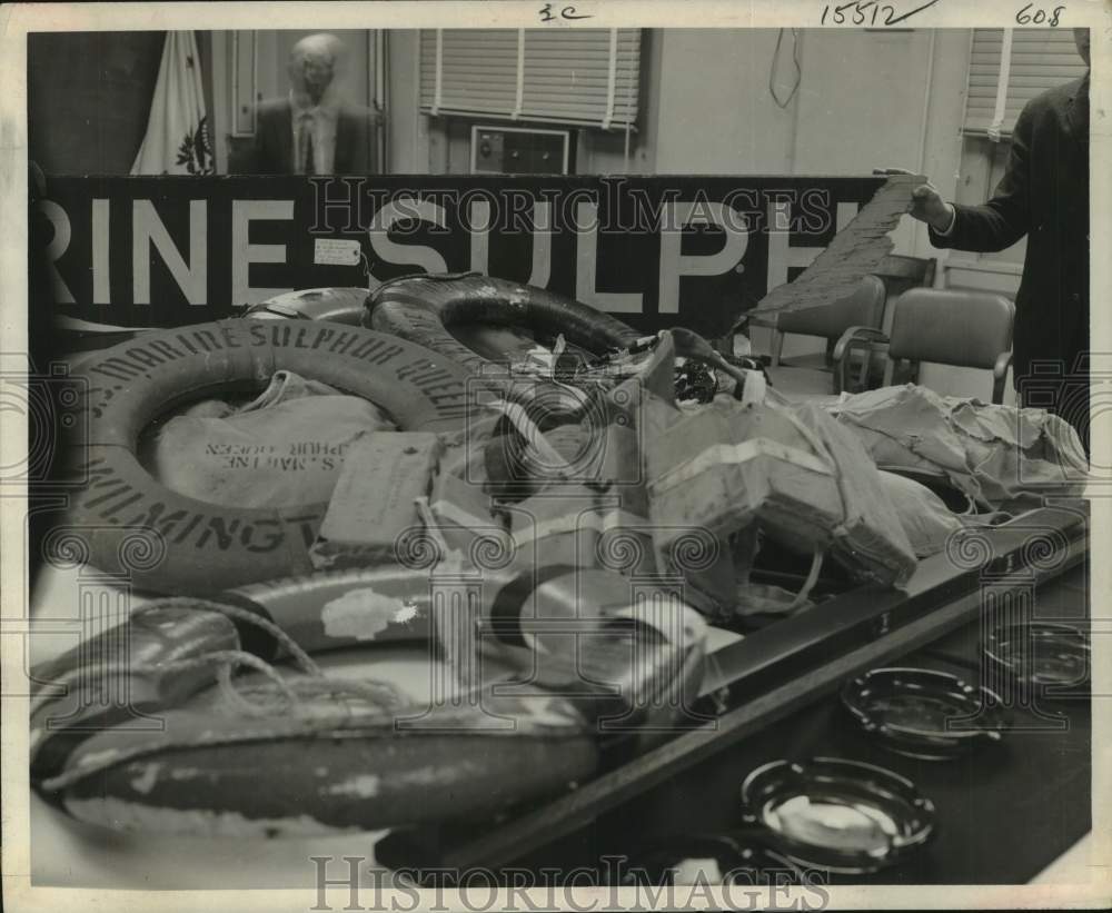 1964 Press Photo Articles found in Florida from missing Ss Marine Sulphur Queen